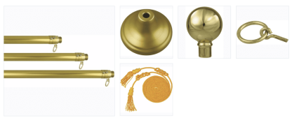 Deluxe Indoor Mounting Set (USA Made) Gold Aluminum Pole, Stand, Ornament & Tassel