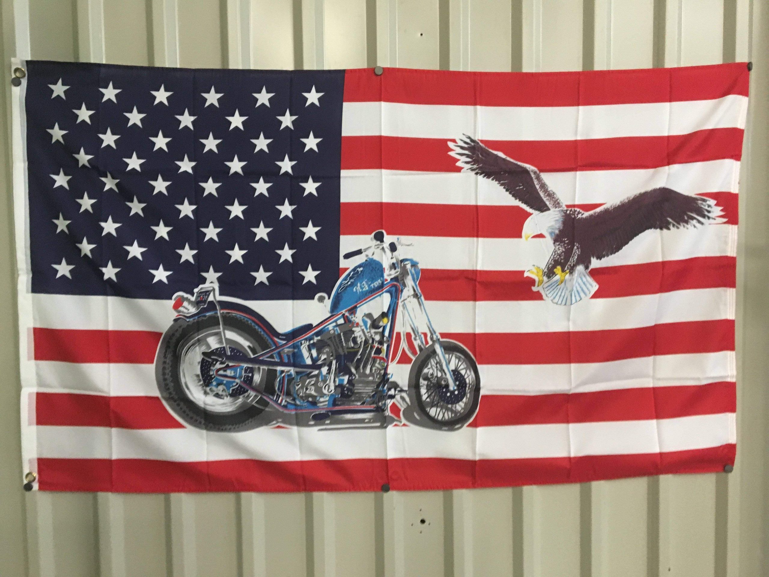 USA Motorcycle and Eagle Flag 3 X 5 ft. Standard