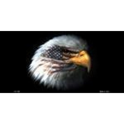 American Flag w/Eagle Black Background License Plate