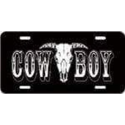Cowboy with Longhorn Skull License Plate