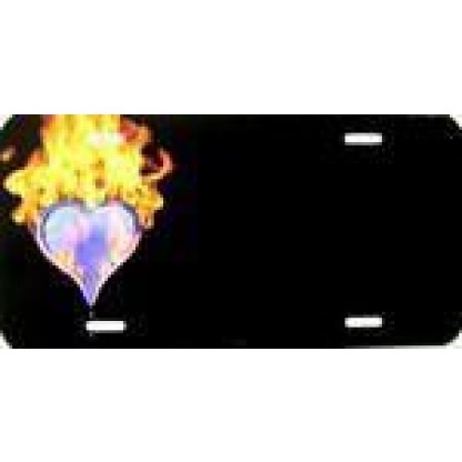Flaming Fire Heart License Plate