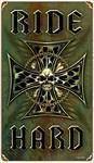 Ride Hard Choppers Skull Vintage Rusted Tin Sign