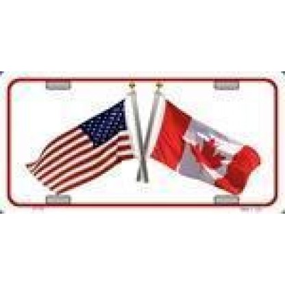 USA / Canada Crossed Flags License Plate