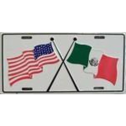USA / Mexico Flags License Plate