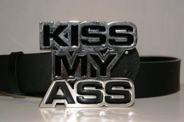 Kiss My Ass Belt Buckle / Metal Belt Buckle that says Kiss My A**!