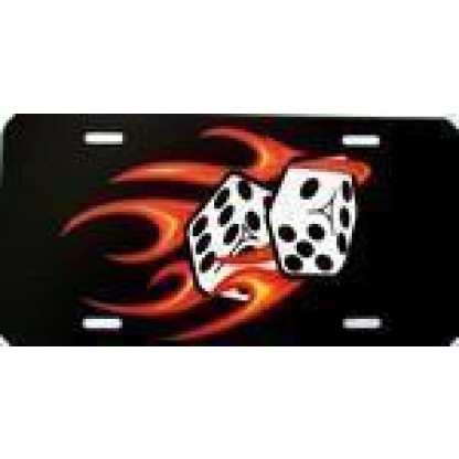 Red Hot Flaming Dice License Plate