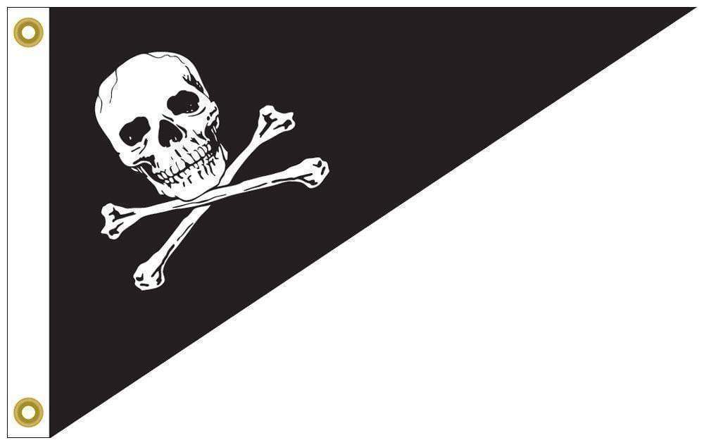 Jolly Roger Bow Pennant Nylon Dyed 10" x 15" Flag (USA Made) - Image 2