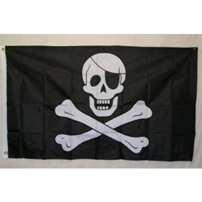 Pirate Jolly Roger With Patch Flag Nylon Embroidered 3 x 5 ft.