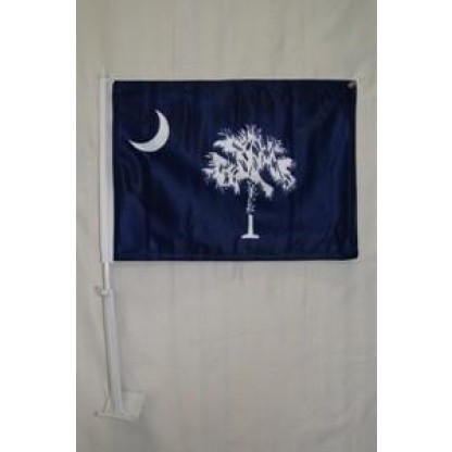 Blue South Carolina Double Sided Car Flag - SC Flags for Car