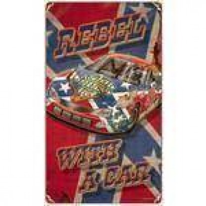 Rebel with a Car Vintage Rusted Tin Sign