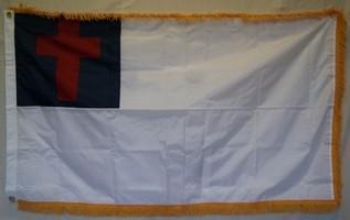 Christian Nylon Embroidered Flag 3 x 5 ft. with Fringe