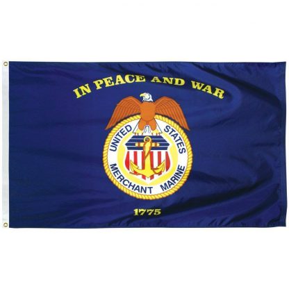 Merchant Marine 4 x 6 ft Nylon Dyed Flag (USA Made)