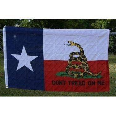 Texas Gadsden Flag 12 X 18 inch with grommets / TX Dont Tread on Me Flags